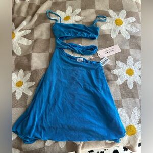 Textured Jersey Cut-Out-A-Line Mini Dress